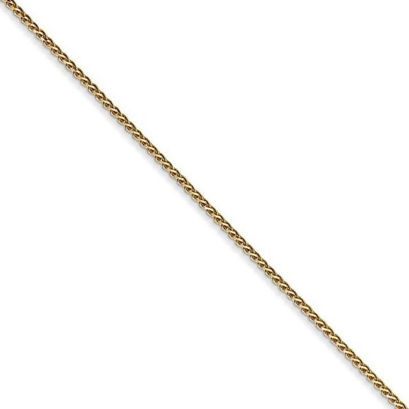 1mm 14k Yellow Gold Diamond Cut Solid Spiga Chain Necklace 16 Inch